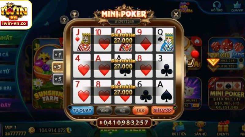 Mini Poker - Tựa Game Độc Đáo Trên Hệ Thống Iwin 2 Giới thiệu về game Mini Poker trực tuyến tại Iwin